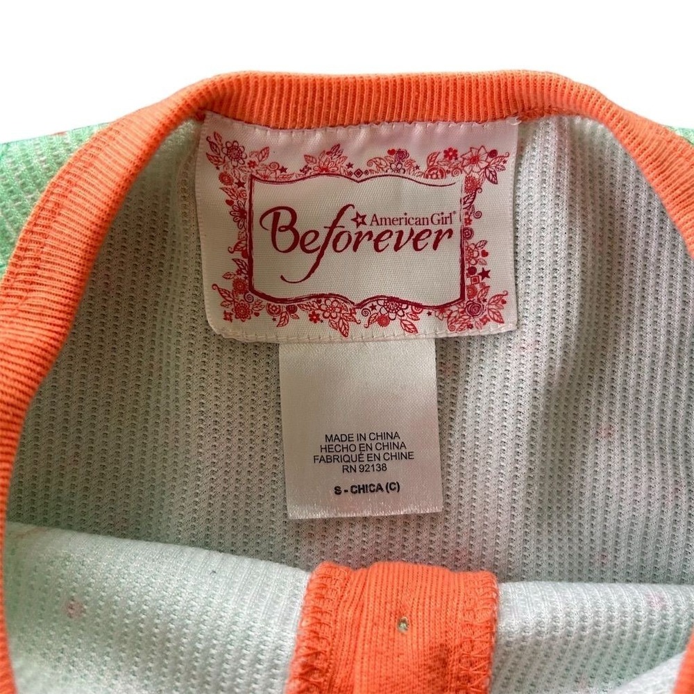 American Girl BeForever Henley Top Girls S Mint Green Scottie Dog Waffle Knit - Picture 6 of 6